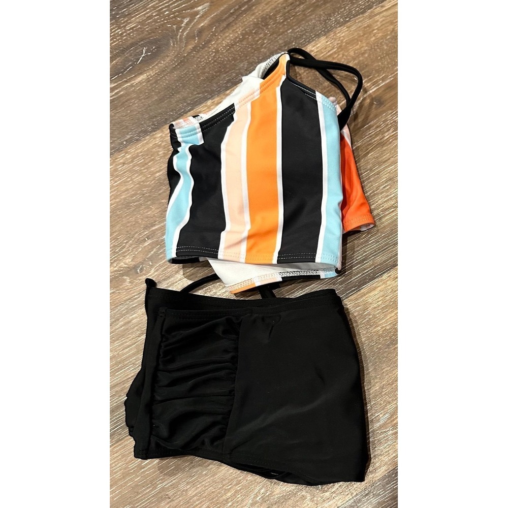 SweatyRocks Bathing Suits Striped Criss Cross Bikini Set High‎ Waisted Swimsuit - Picture 6 of 6